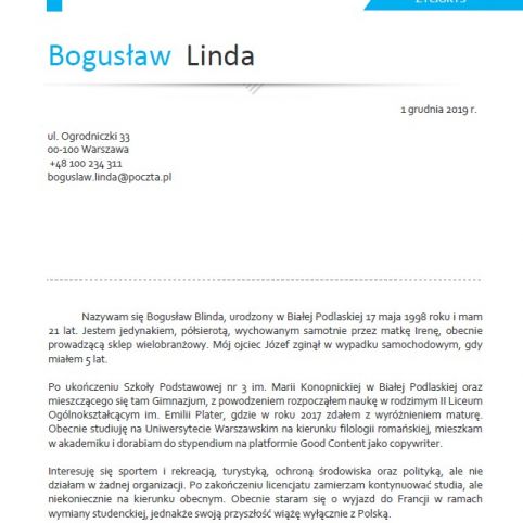 Wzór życiorysu copywritera