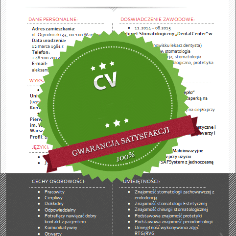 Wzór CV dla studenta