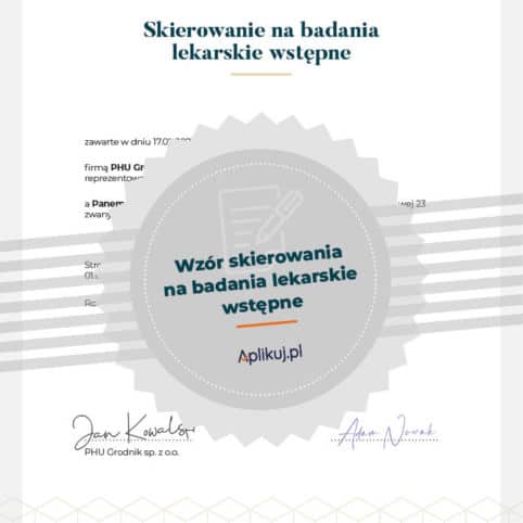 Garfika wzór skierowanie na badania lekarskie