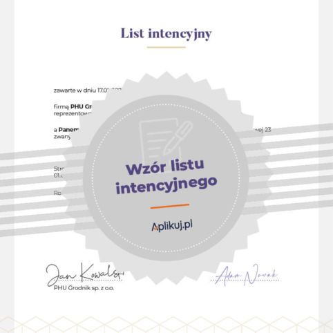 Grafika wzór list intencyjny