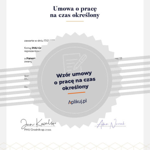 Grafika wzór umowy o pracę czas określony