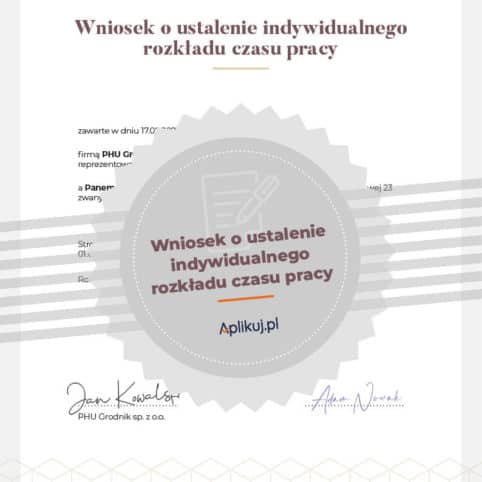 Grafika wniosek o ustalenie indywidualnego rozkładu czasu pracy