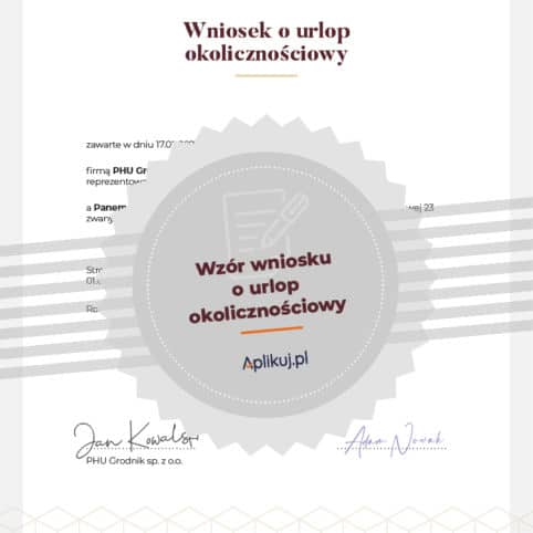 Wzór wniosku o udzielenie urlopu okolicznościowego