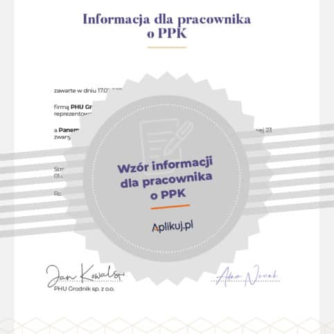 Wzór informacji dla pracownika o PPK grafika