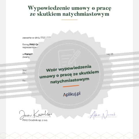 Grafika zwolnienie dyscyplinarne wzór