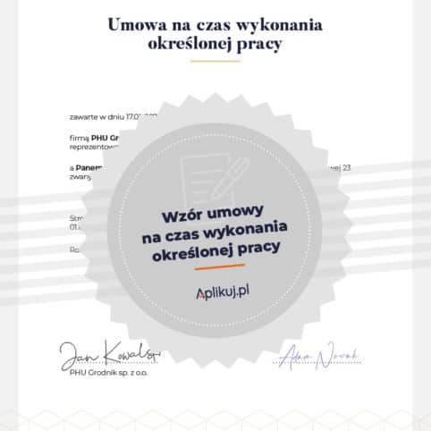 Wzór umowy na czas wykonywania określonej pracy grafika