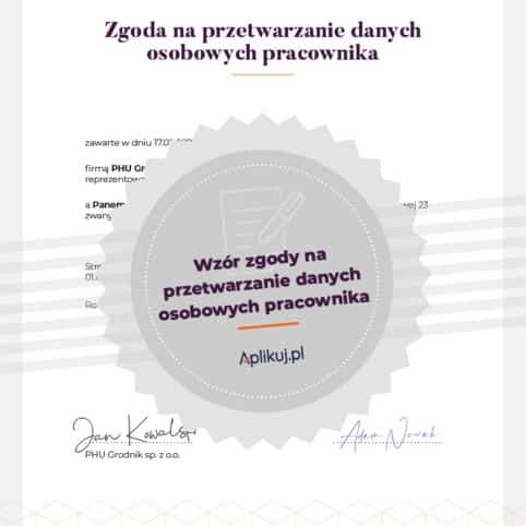 Grafika zgoda RODO pracownika wzór