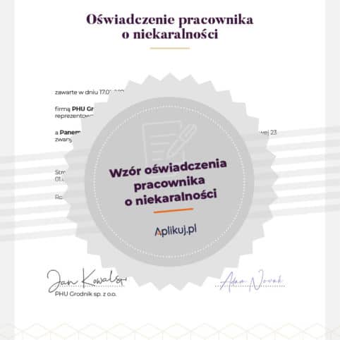 Grafika oświadczenie o niekaralności