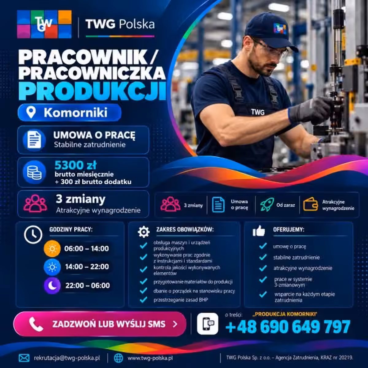 Pracownik / Pracowniczka Produkcji – Komorniki | Umowa o pracę