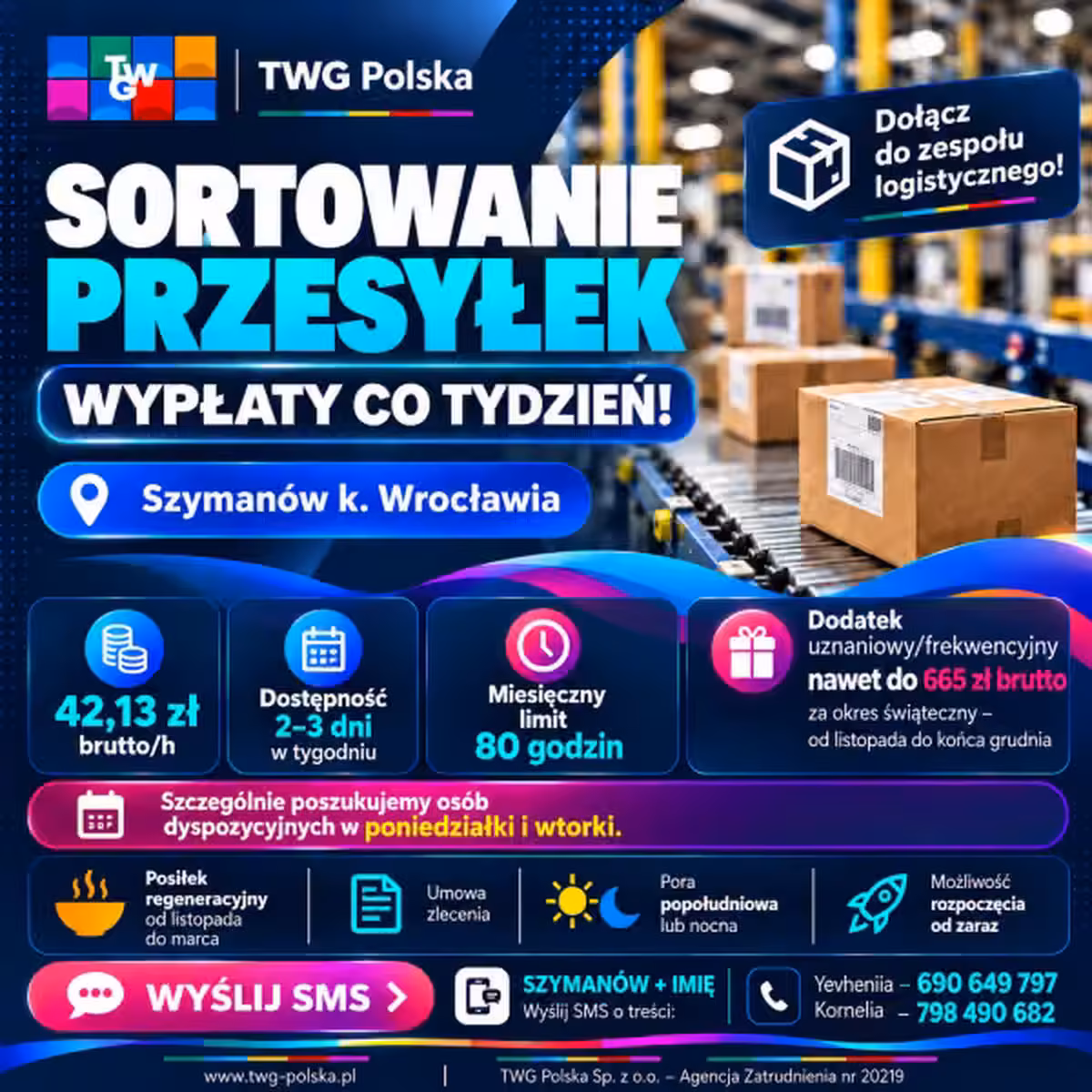 Sortowanie przesyłek – dodatkowe zlecenie | 42,13 zł brutto/h