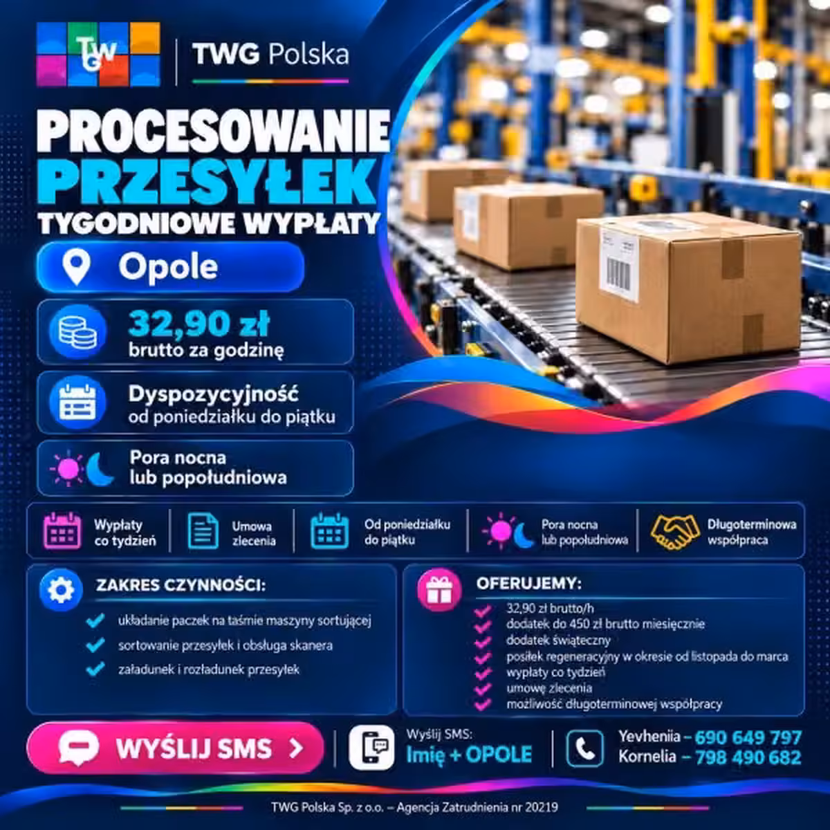 Procesowanie przesyłek – tygodniowe wypłaty | Opole