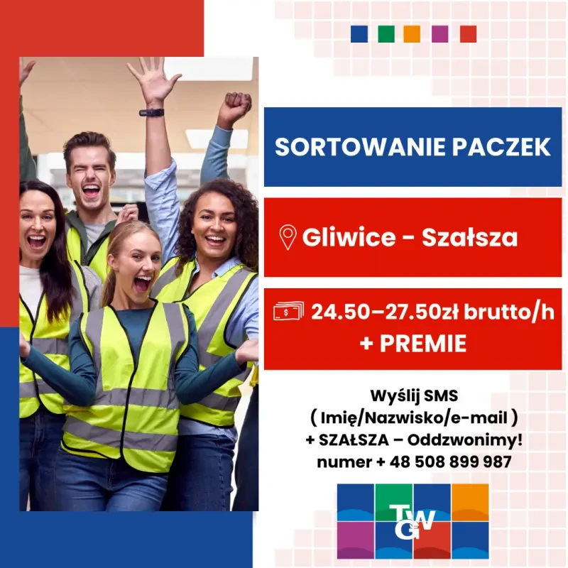 Sortowanie paczek - Gliwice/Szałsza - tygodniówki