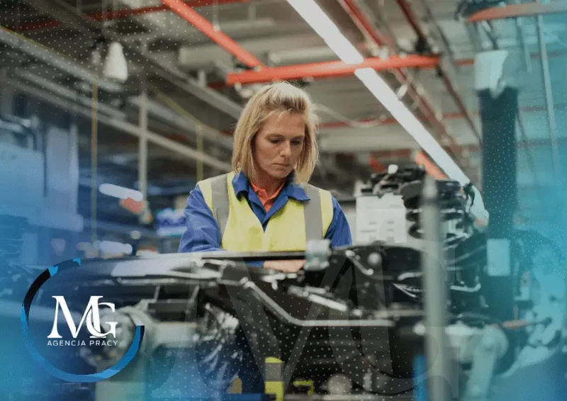 Pracownik produkcji komponentów dla branży Automotive