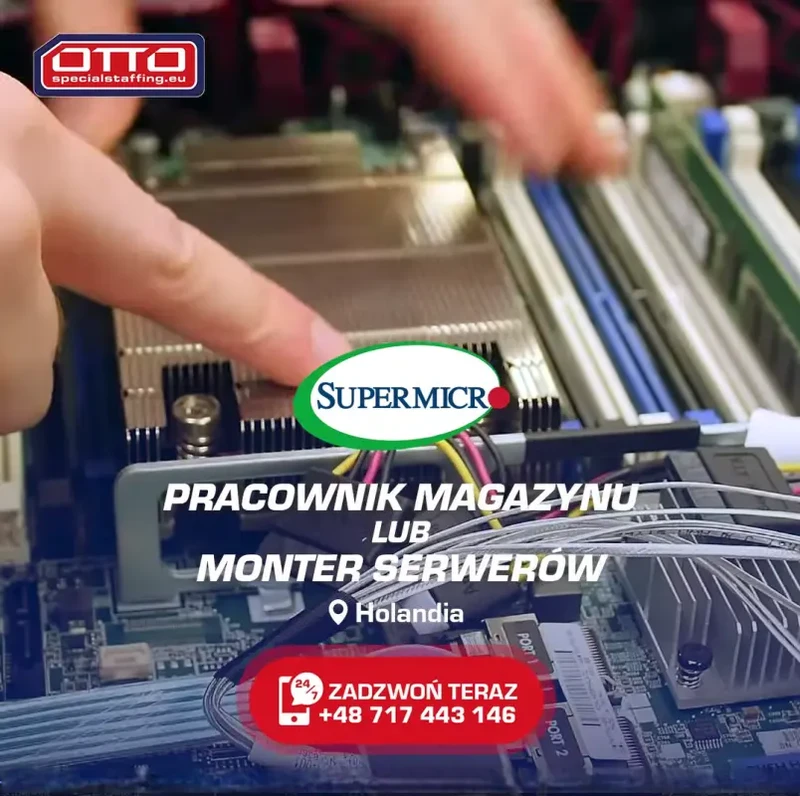 Pracownik magazynu lub monter serwerów w 'S-HERTOGENBOSCH | SuperMicro® Praca w Holandii