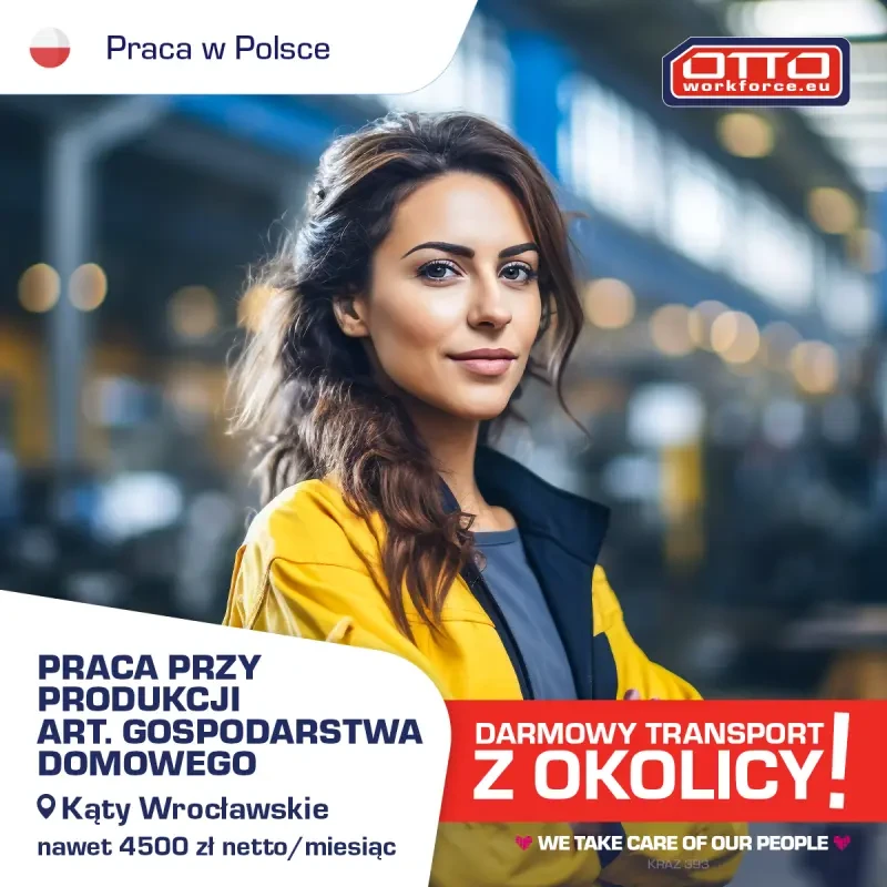 Pracownik produkcji/pakowacz -> Kąty Wrocławskie | BEZPŁATNY TRANSPORT