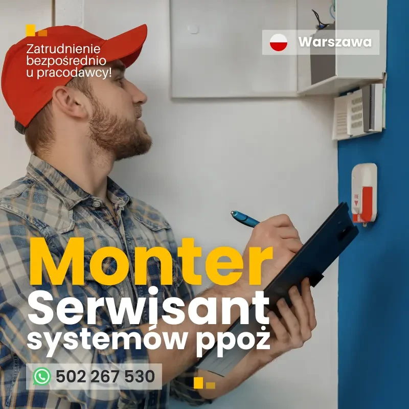 Serwisant/Instalator/Monter systemów PPOŻ