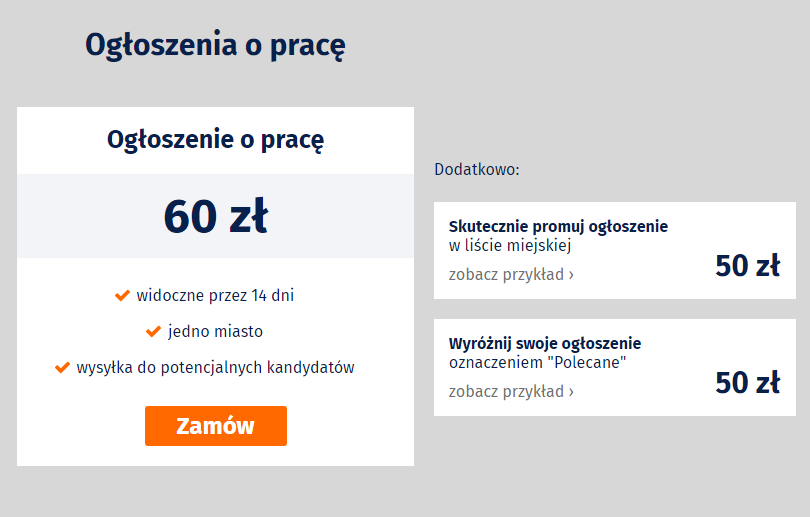 Cennik ogłoszenia jednorazowego na Aplikuj.pl
